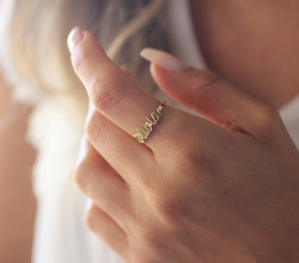 Customised olivia style name ring