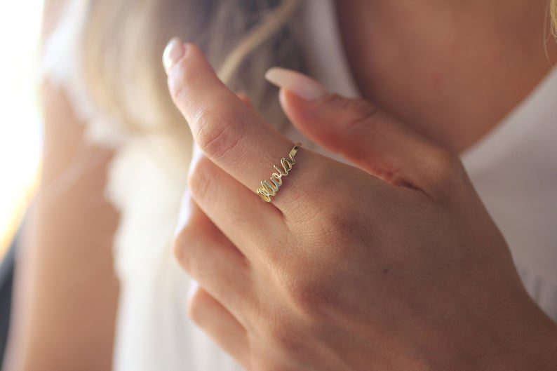Customised olivia style name ring