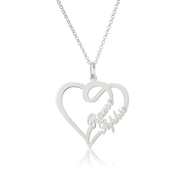dual heart style name pendant