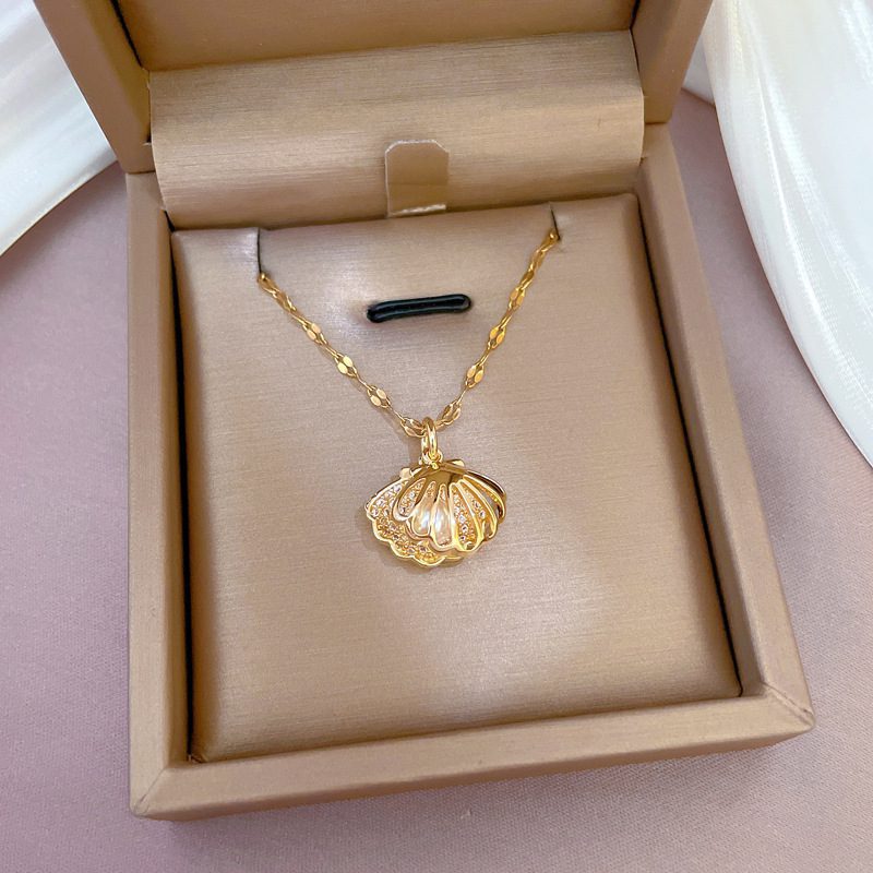 Diamond Pearl Zircon Stainless Steel Necklace