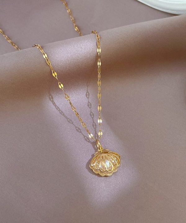Diamond Pearl Zircon Stainless Steel Necklace