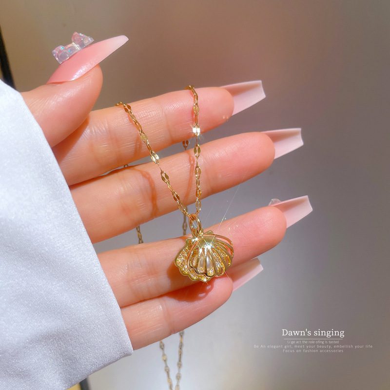 Diamond Pearl Zircon Stainless Steel Necklace