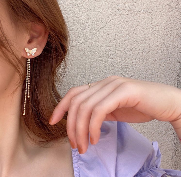 Butterfly Tassel Long Earrings