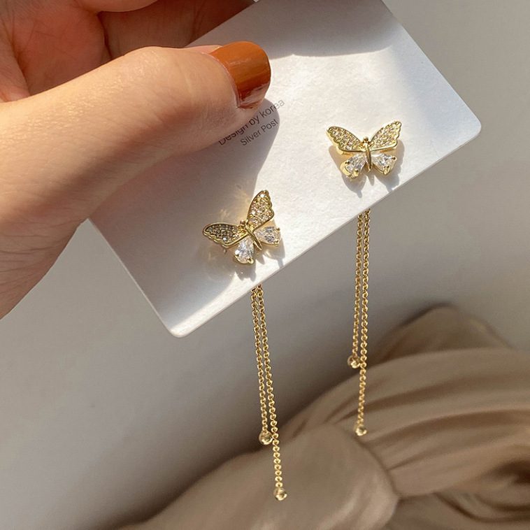 Butterfly Tassel Long Earrings